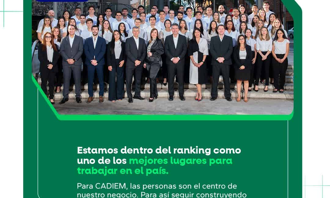CADIEM Casa de Bolsa, reconocida por Great Place To Work como uno de los Mejores Lugares para Trabajar en Paraguay por quinta vez.